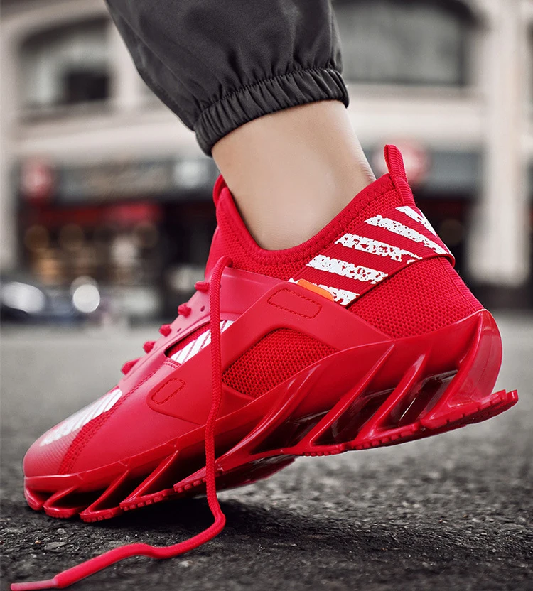 China 2021 new cheap fashion style breathable mesh material high quality red sneakers for men