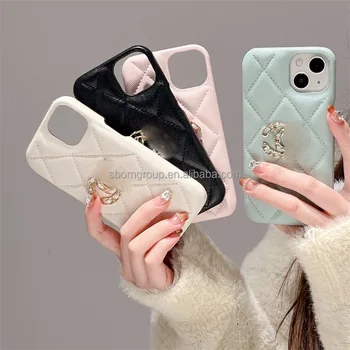 Mobile Phone Luxury Leather Back Cover for iPhone 17 16 15 14 Pro Max Luxury  Case Metal Logo 13 12 Pro