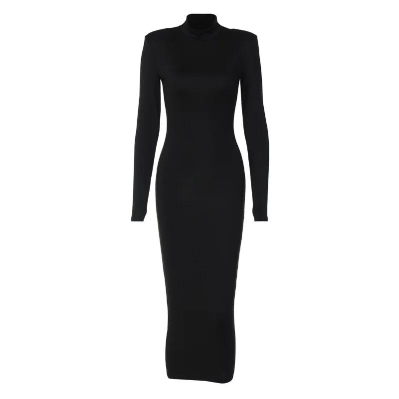 Women's clothing Autumn new fashion solid color slim-fit turtleneck long sleeve elegant dress Wholesale