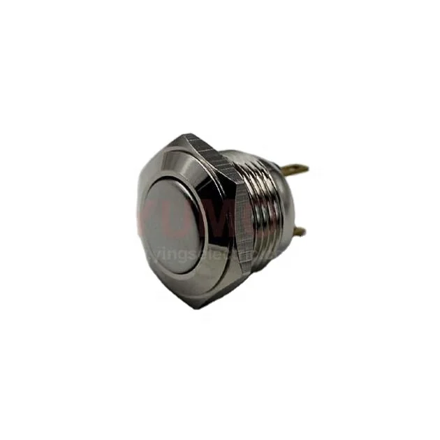 Heschen Interrupteur à bouton-poussoir rond de 16mm, type momentané, 1NO 1NC, blanc rouge orange bleu vert jaune, lampe LED 12V