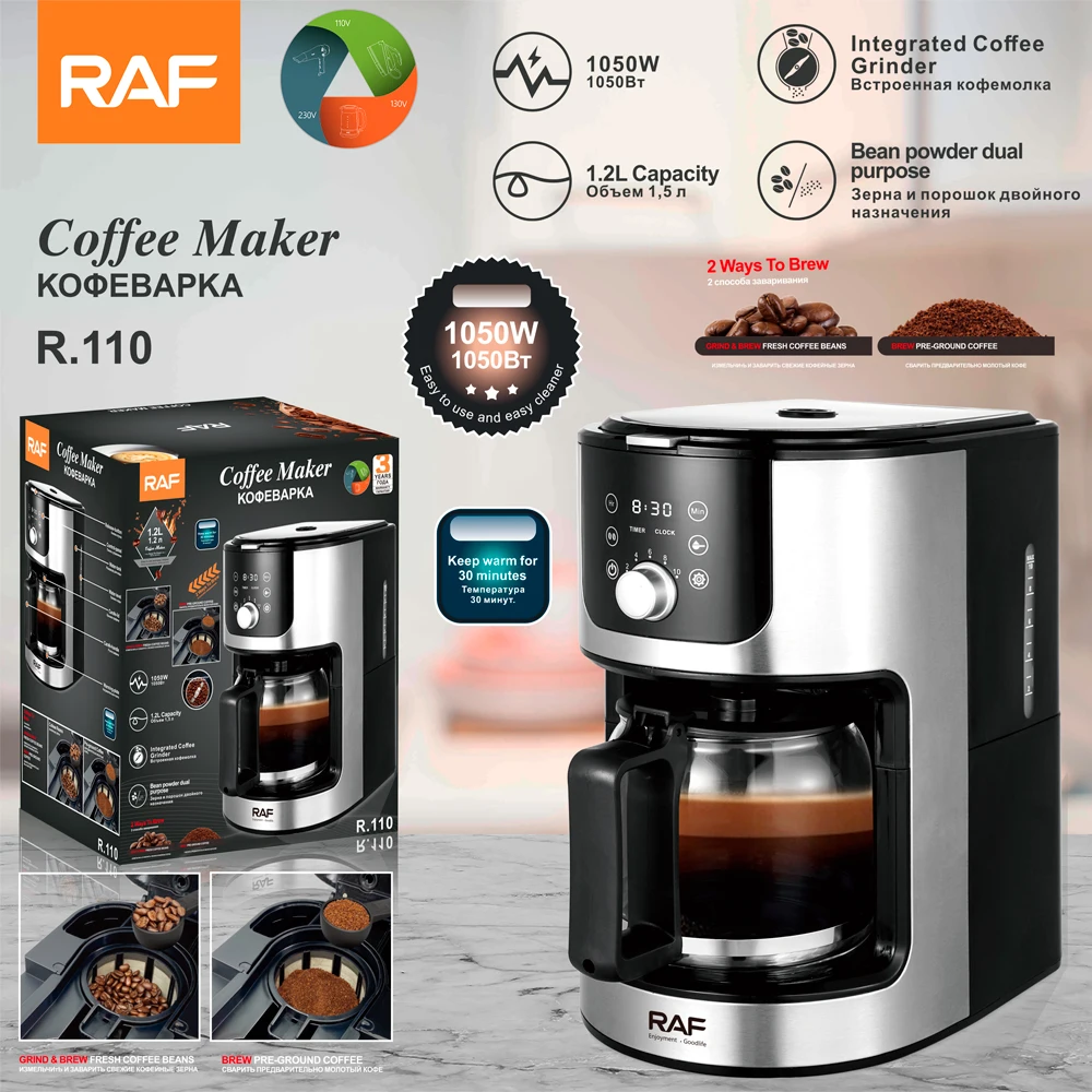 RAF New Bean to Cup Drip Coffee Maker Programmable Espresso Smart Coffee  Maker Machine With Built-In Beans Grinder
