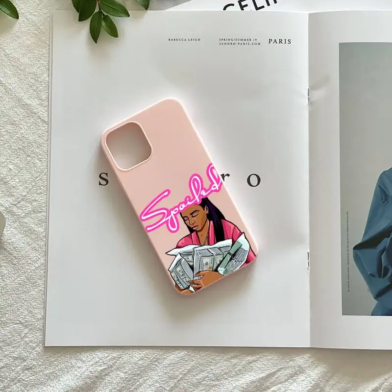 Print Fashion Melanin  Black Girl Pink Soft Rubber Sublimation Phone Case For iPhone 13 12 11 Pro Max manufacture