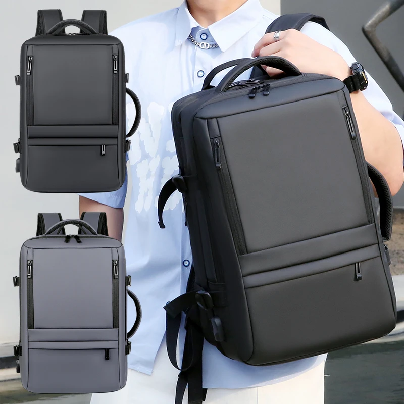 Custom Black Women Office Work Computer Bag Trolley Business Expandable Usb Charger Travel Laptop Bags Backpack for Men