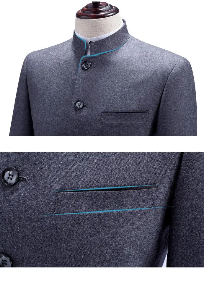 Chinese Style Stand Collar Suit Men's Twopiece Tang Suit Wedding Dress