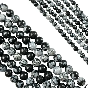 Wholesale Infinite charm Frenzy Sale Round Beads Stone 4mm 6mm 8mm 10mm 12mm Snowflake Obsidian For Handcraft Designer