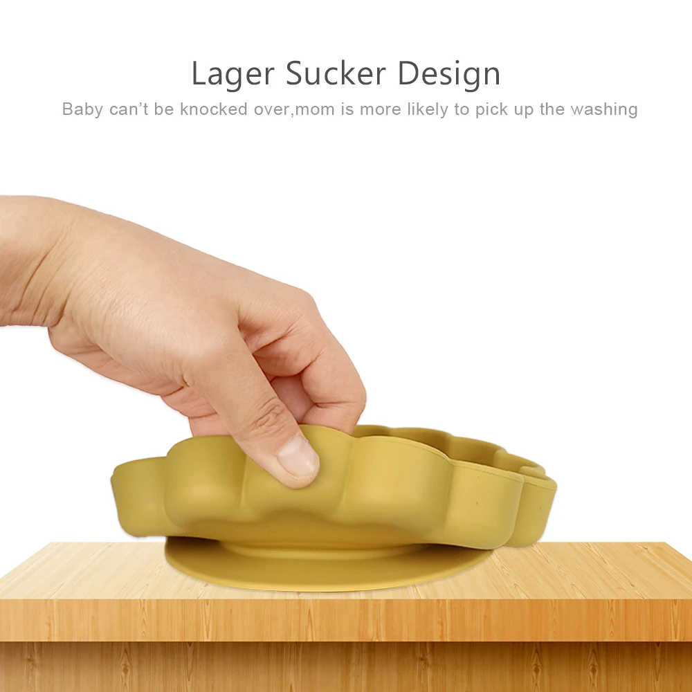 Baby Silicone Plate With Cutlery Set Feeding Tableware Bowl Silica Gel Dishes Kids Training Eat