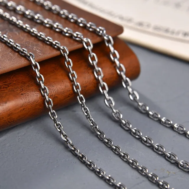 3mm4mm cross too Angle chain S925 sterling silver men and women with the same fashion retro Thai silver choker tide