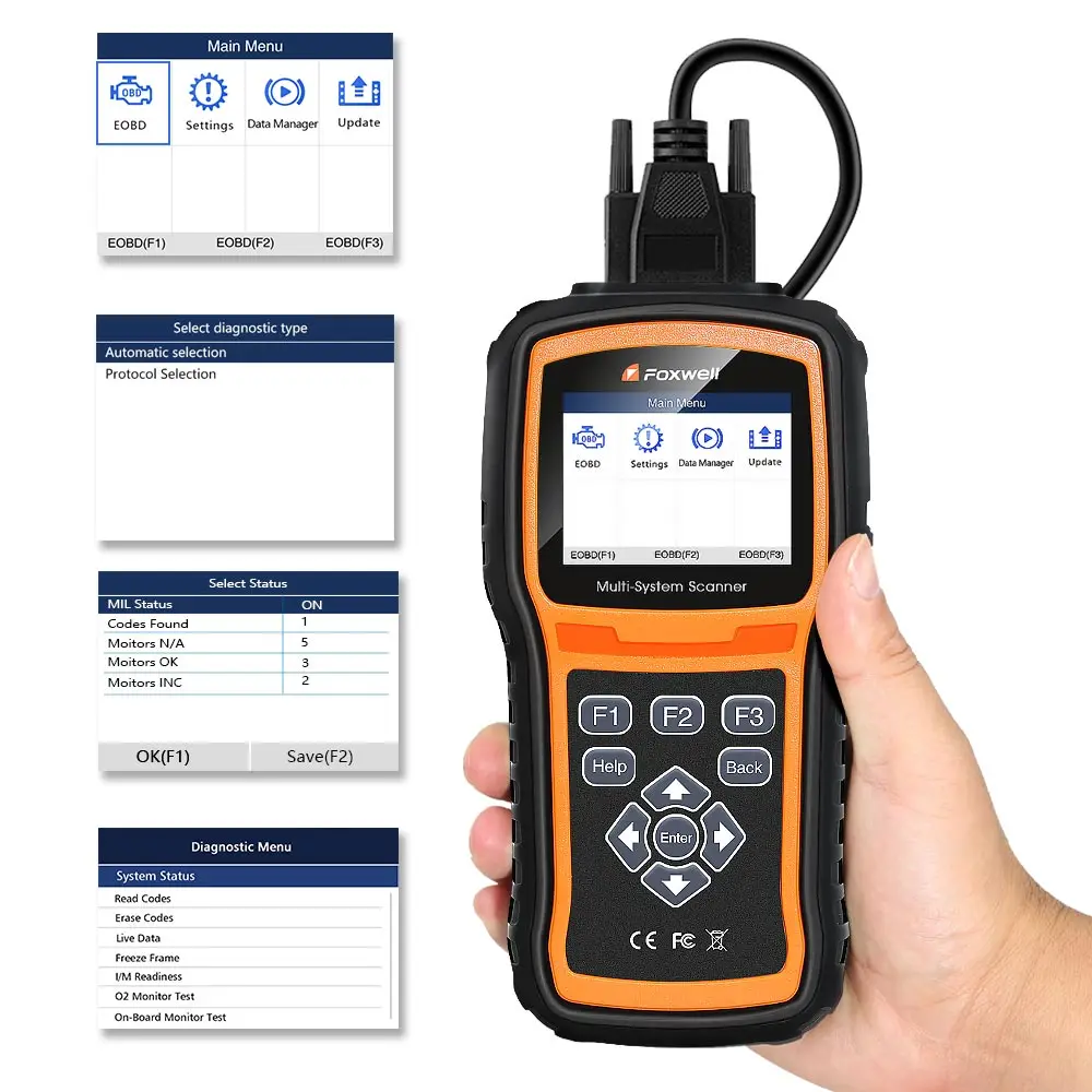 Foxwell NT530マルチシステムスキャナー、NT520 Pro/NT510の無料1回の