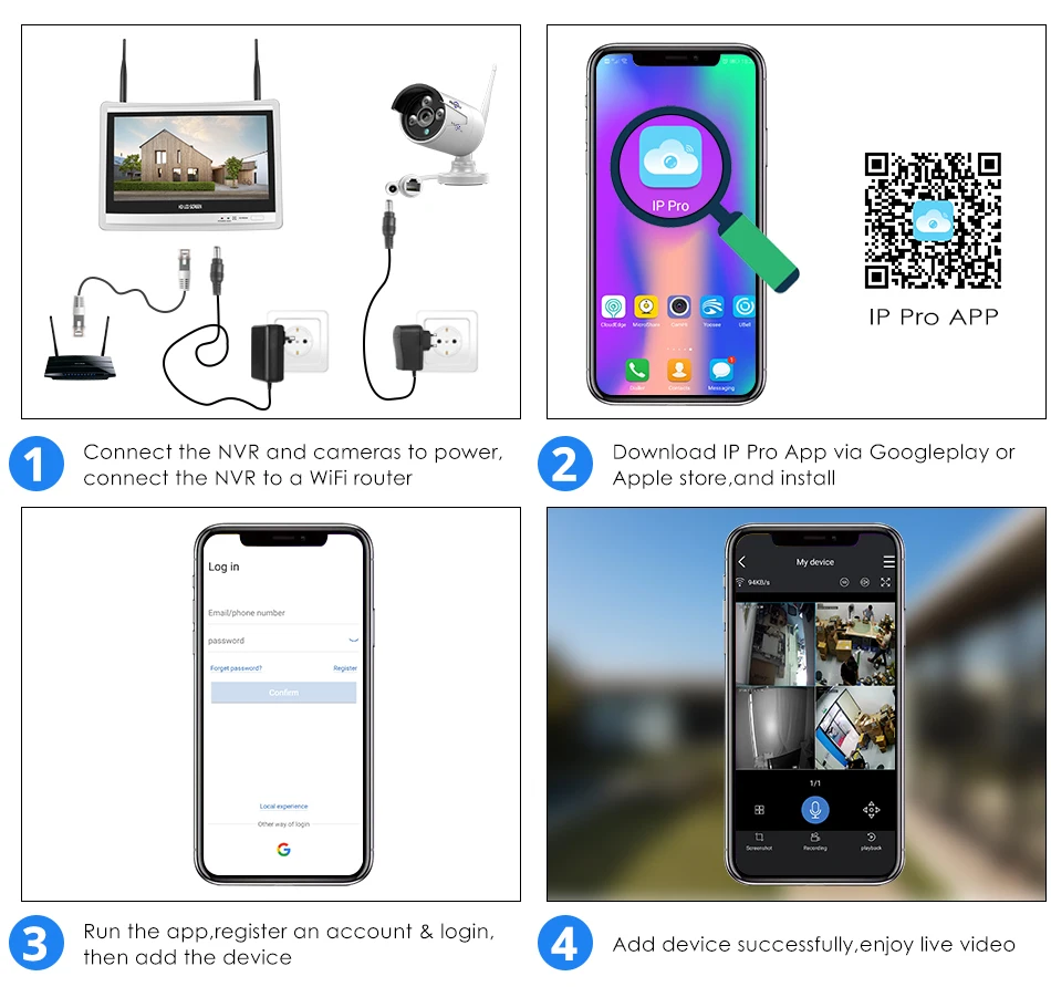 3MP Wifi IP Camera with 12 Inch Screen Nvr CCTV Camera System Outdoor  Mobile Detection Video Surveillance Kit