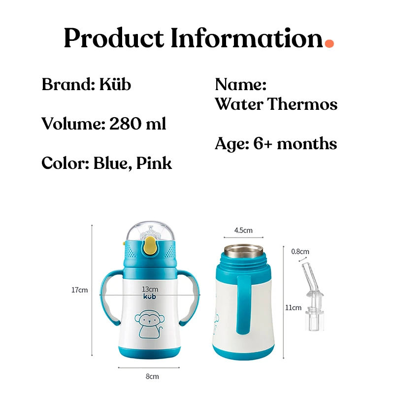 Kub 280ml 316 Stainless Steel Spillproof Water Bottle Baby Insulation