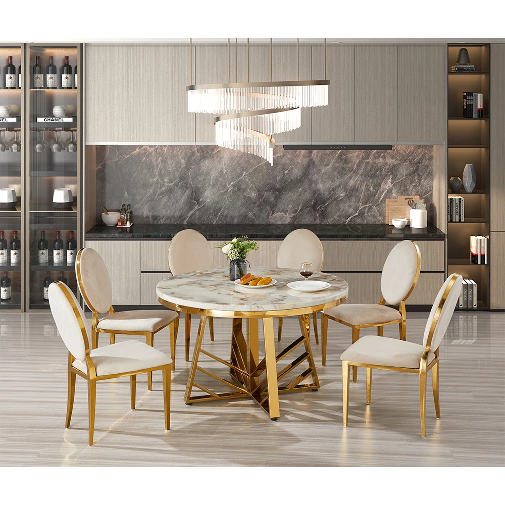 Luxury Marble Dining Table European Style Gold Stainless Steel Modern Dining  Room Table And Circular Banquet Tables - Buy Gold Stainless Steel Modern  Dining Room Table And,Circular Banquet Tables,Gold Dinner Table Product