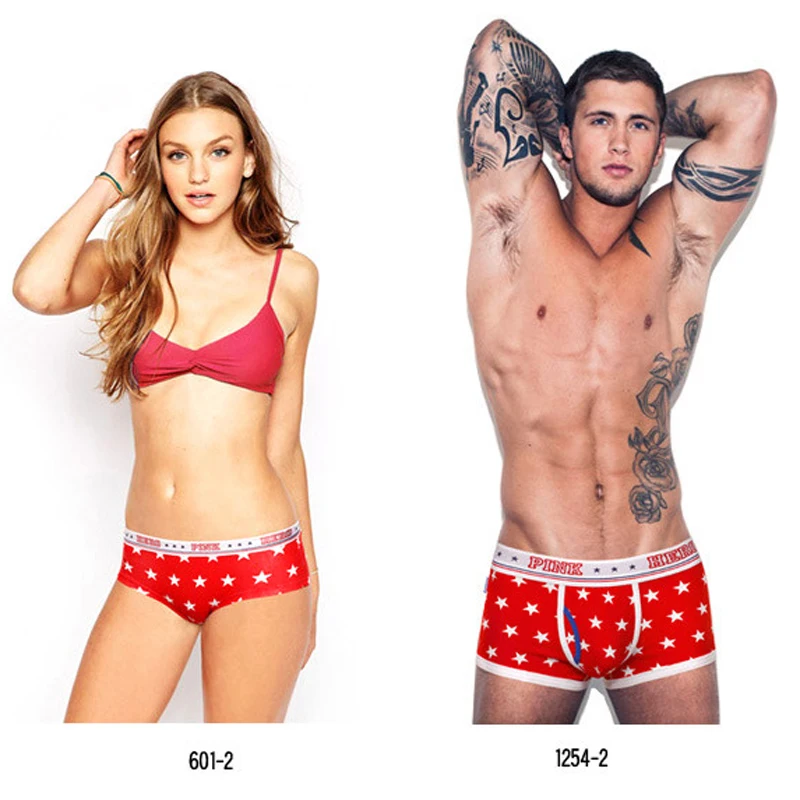 New Two Piece Underwear Set Matching Underwear Couple Men Boxer