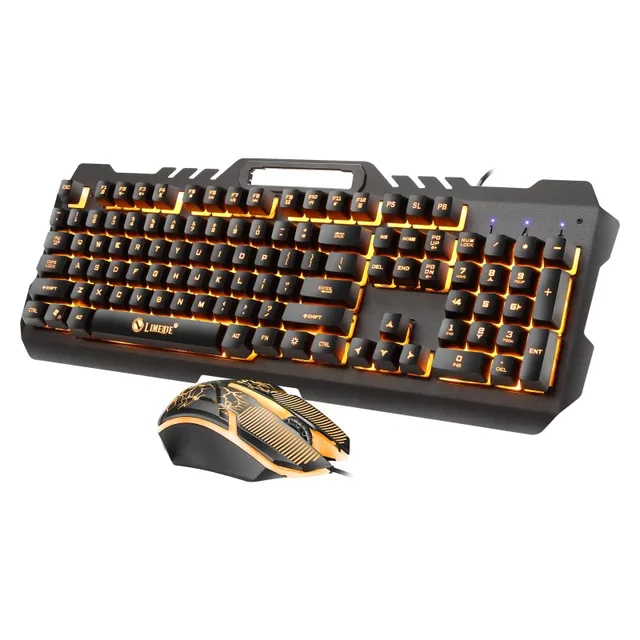 T21 Computer Keyboard and Mouse Set for Esports Wired USB Interface 104 Keys Colorful Glowing Mechanical Touch for Gaming