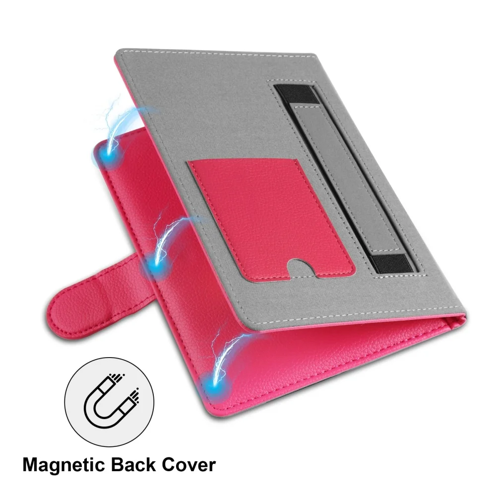 Universal Leather Case for Kindle Paperwhite/Kobo Clara HD/Clara 2e E-Reader Built-In Pocket-Protective Cover 6