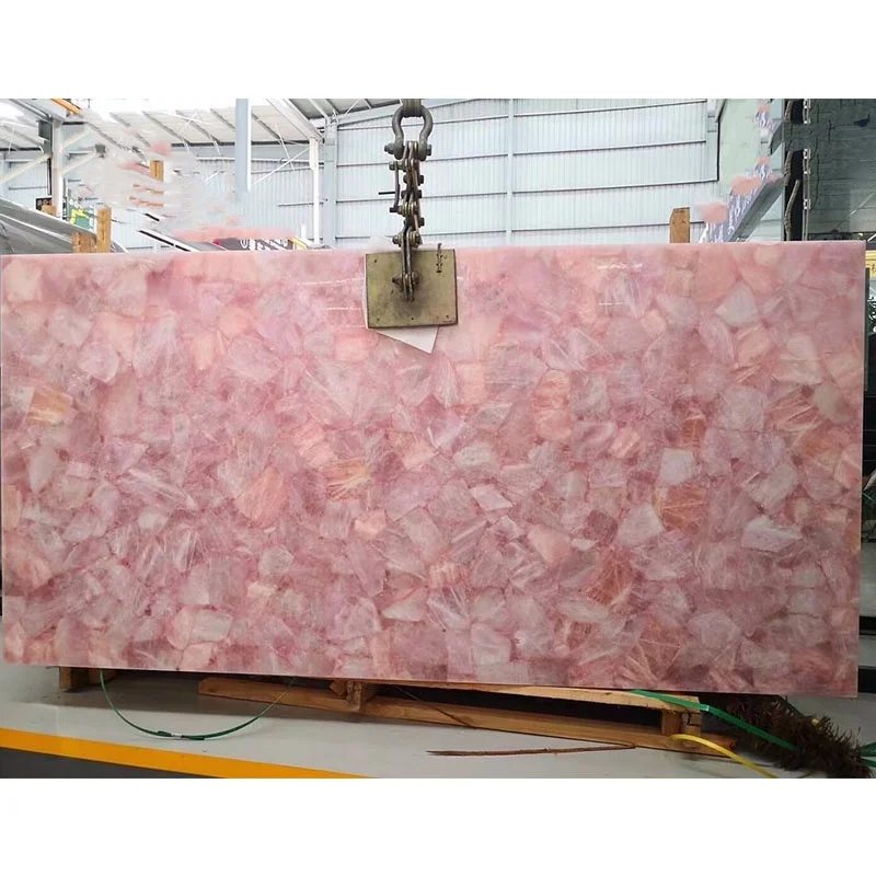 Exotic pink Agate Semi Precious Stone Rose Quartz Agate,Translucent Gemstone Panel Slabs for Wall Cladding,Flooring Covering Til