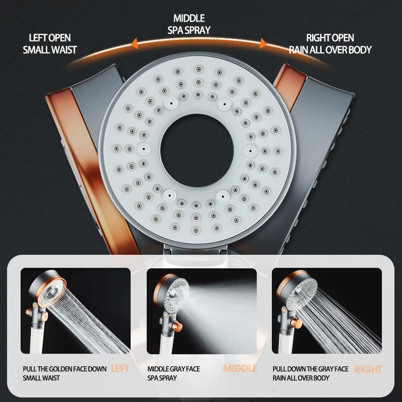 Bathroom Double-sided Use Rainfall Filter Shower Head, Powerful Pressurized Hand Shower, Negative Ion Filter Spray Shower Head