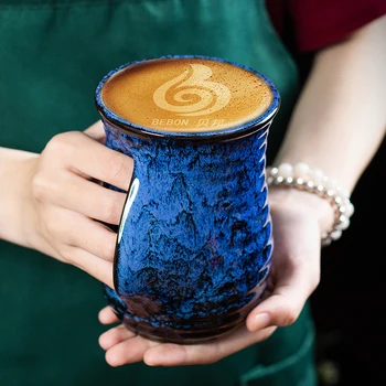 Handmade Pottery Hand Warmer Mug Large Hand Warming Mug Ceramic Coffee Mugs Pocket Handle Right Handed Ceramic Cup