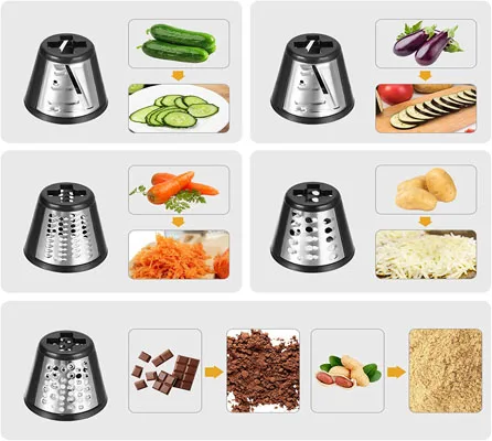 EYAS LAN Cheese grater electric, 250W Professional Electric Cheese Grater,Automatic  Electric Grater for for Fruits, Cheeses,block,Vegetables with 5 Free  Attachments, Black&Red, Upgraded in 2023 