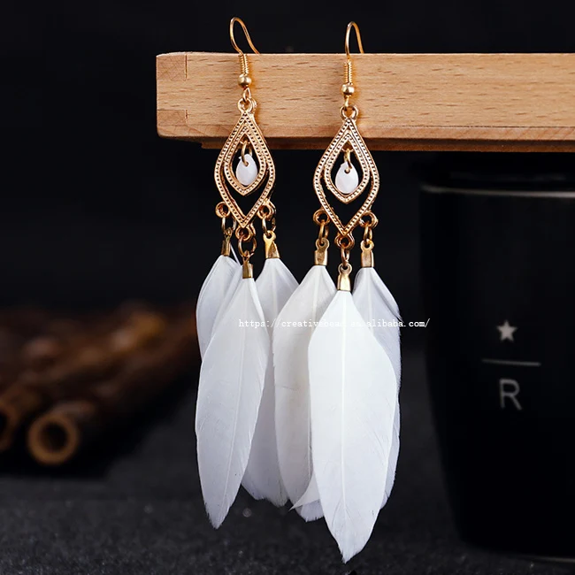 Aliexpress New Feather Earrings Fashion Long Tassel Feather