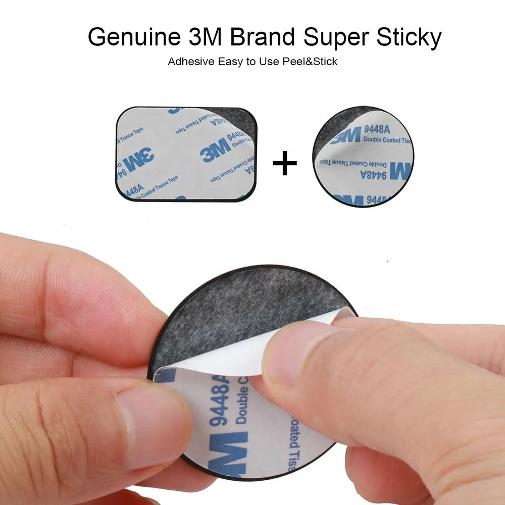 Универсальные Сменные железные пластины крепление с 3M клейкой прямоугольной круглой металлической пластиной для магнитного автомобильного держателя телефона