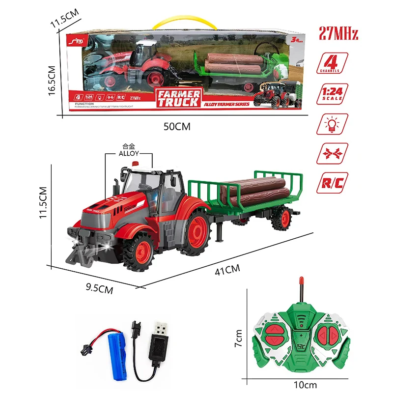 Remote Control Farm Truck Rc Tractortoys With Lights And Sound Wood
