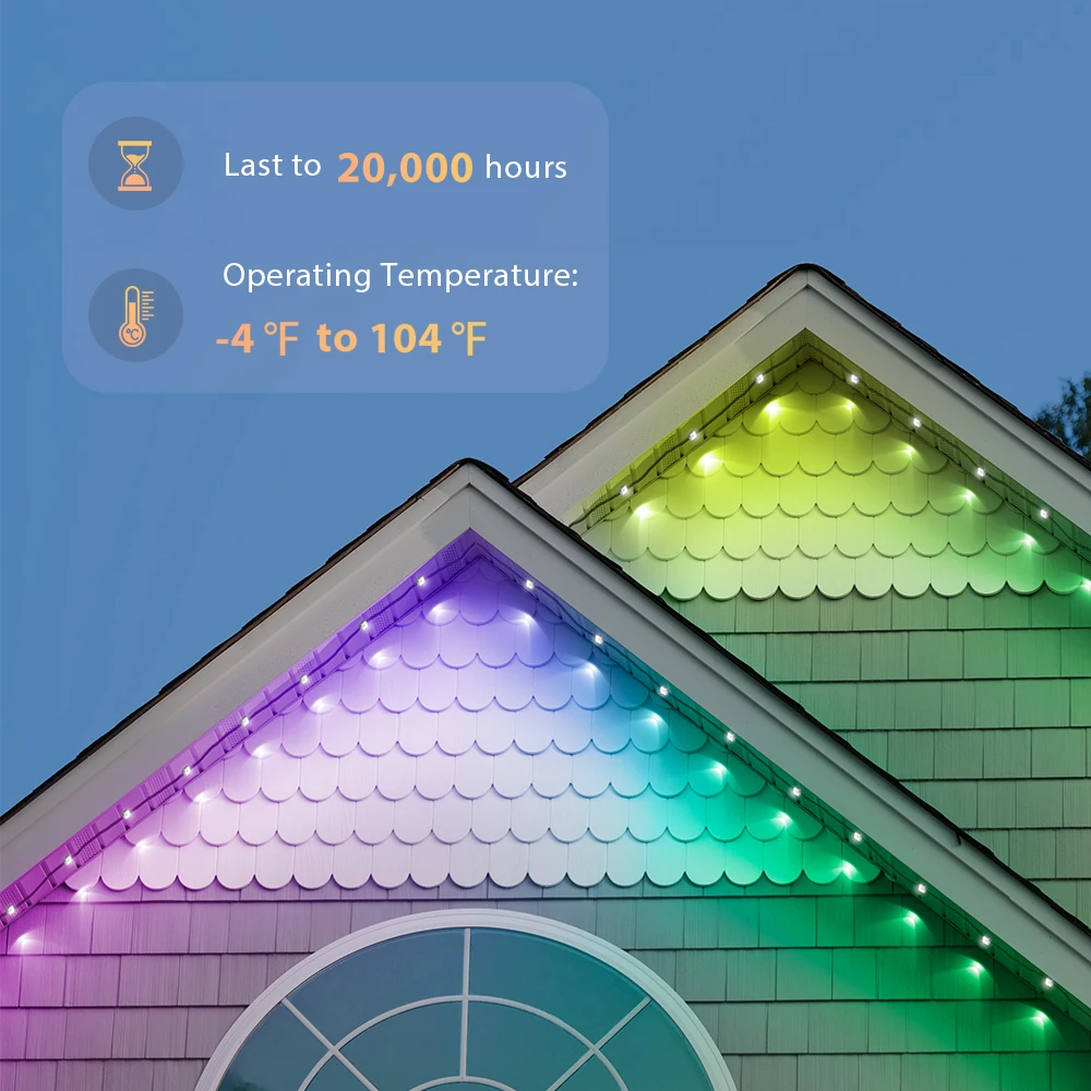 App Control 16 Million Colors House Edge Decorations Lighting Outdoor Rainbow Lights Eaves String Lights