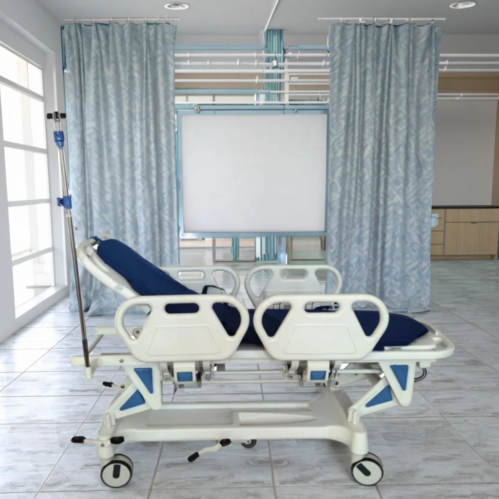 Hospital Furniture Metal Healthcare Transfer Trolley Infusion 70 Adjustable Back Rest Central Braking System for School Use 5