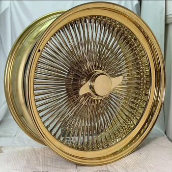 New Arrival Titanium Gold Wire Wheels Rims 15  Inch Wire Wheels LOWRIDER WIRE WHEEL RIMS