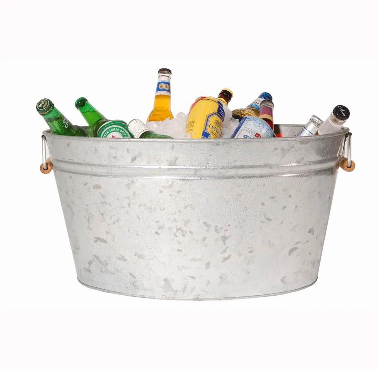 Galvanised Steel Oval Party Tub Drinks Cooler Wine Beer Ice Bucket For