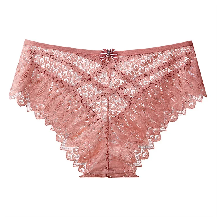 Sexy Mid Waist Lace Lace Bow Cross Strap Women's Triangle Pants aperçu 3