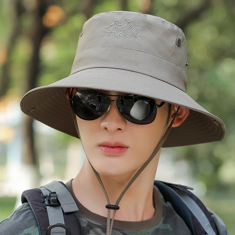WDD377 Men's Lacing Cotton Folded Sun Hats Outdoor Fashion