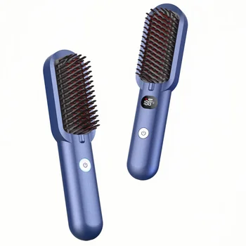 Portable Double MCH Heating Cordless Rechargeable Battery Powered Hair Straightener Comb with 200 Millions Ions