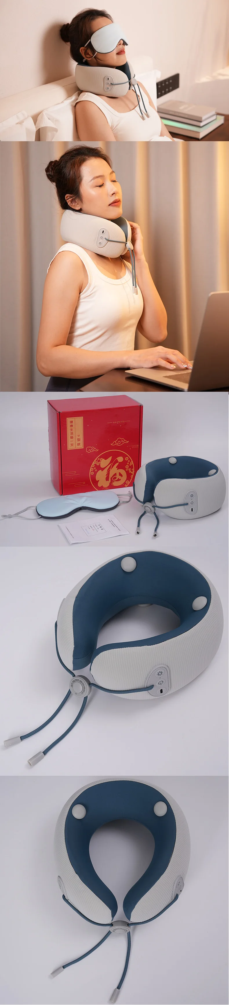 product best selling u neck massage pillow with gentle vibration heating car travel office neck shaping our top selling product category-2