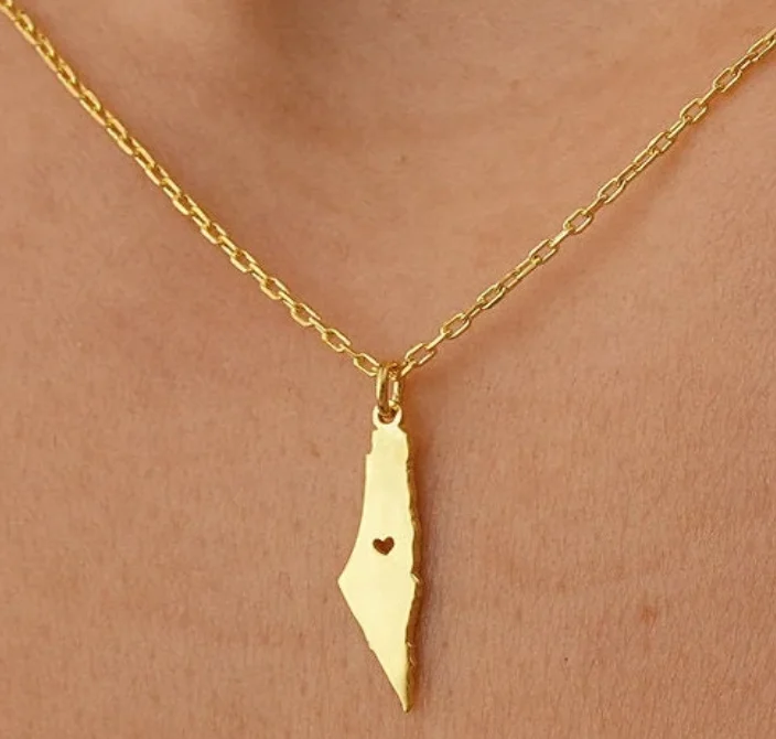 Collana con mappa della Palestina e ciondolo in oro, regalo