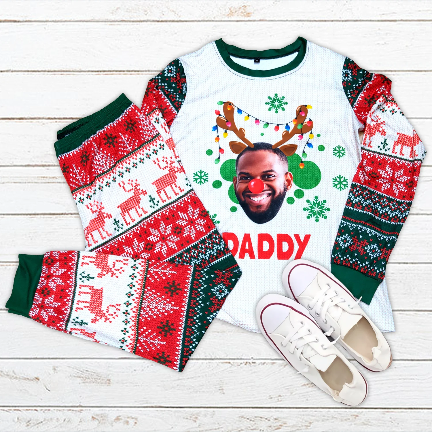 Custom Print Blank Polyester Long Sleeve Sleepwear Family Matching Pajamas Sets Personalized Photo Soft Nightwear Set