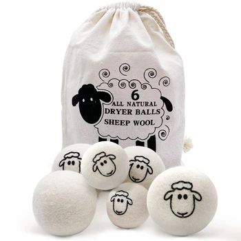 Customized White Dryer Balls Laundry Reusable Natural Fabric Softener Embroidery Organic Wool Cleaning Bulk Felt Knitting