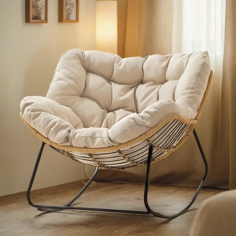 Hot Selling Nordic Modern Garden Rocking Chair Living Room Relaxing Sofa  Recliner Outdoor Rattan Egg Lazy Leisure Rocking Chair