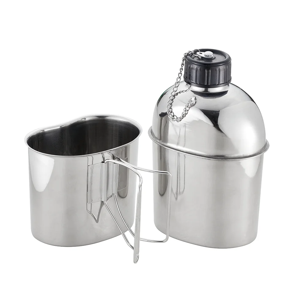 Wholesale 1.3L Stainless Steel Matted Outdoor Camping Canteen Cup Water Canteen With Cup