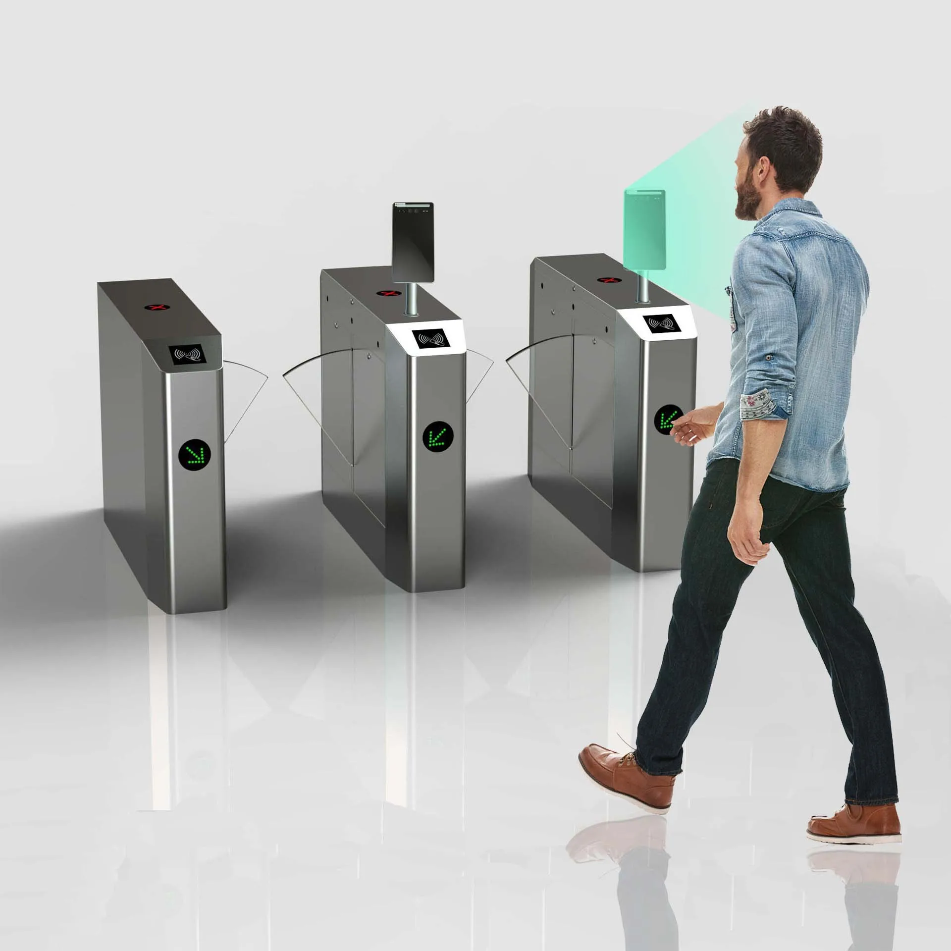 Traffic Management Access Control Flap Barrier Gate AI Smart Facial Recognition Waist Height Flap Barrier Turnstile