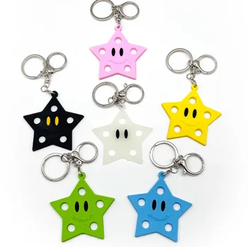 High Quality Custom Keyrings Wholesale with Hole color Star Upgraded Silicone Key Ring 2D Rubber Key Chain Soft PVC Keychain