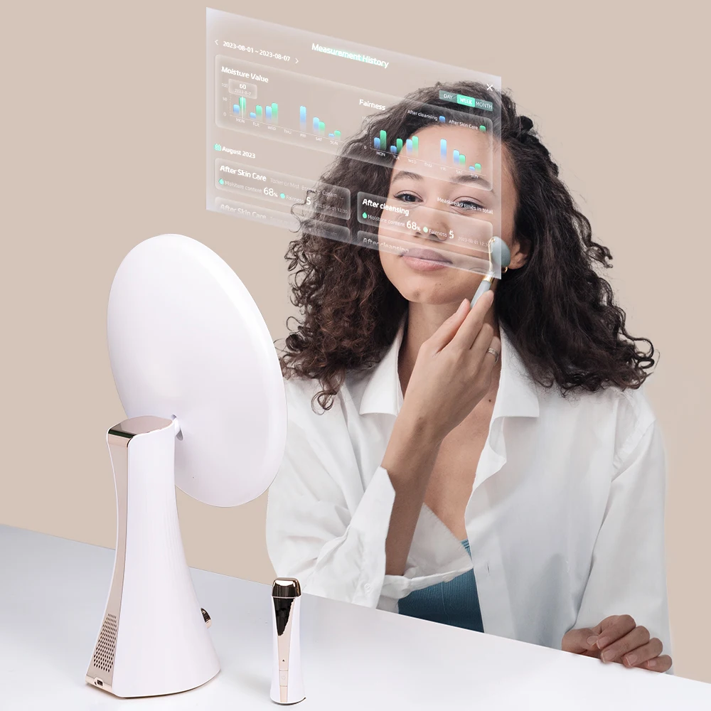 Hot Selling Adjustable LED Light Desktop Smart Beauty Mirror Bluetooth Speaker WiFi Connection Applying Makeup Great Gift Idea