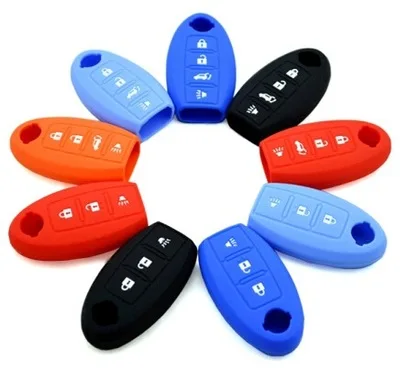 Blue Silicone Key Shell Case Cover Remote Key FOB 3 Button For NISSAN