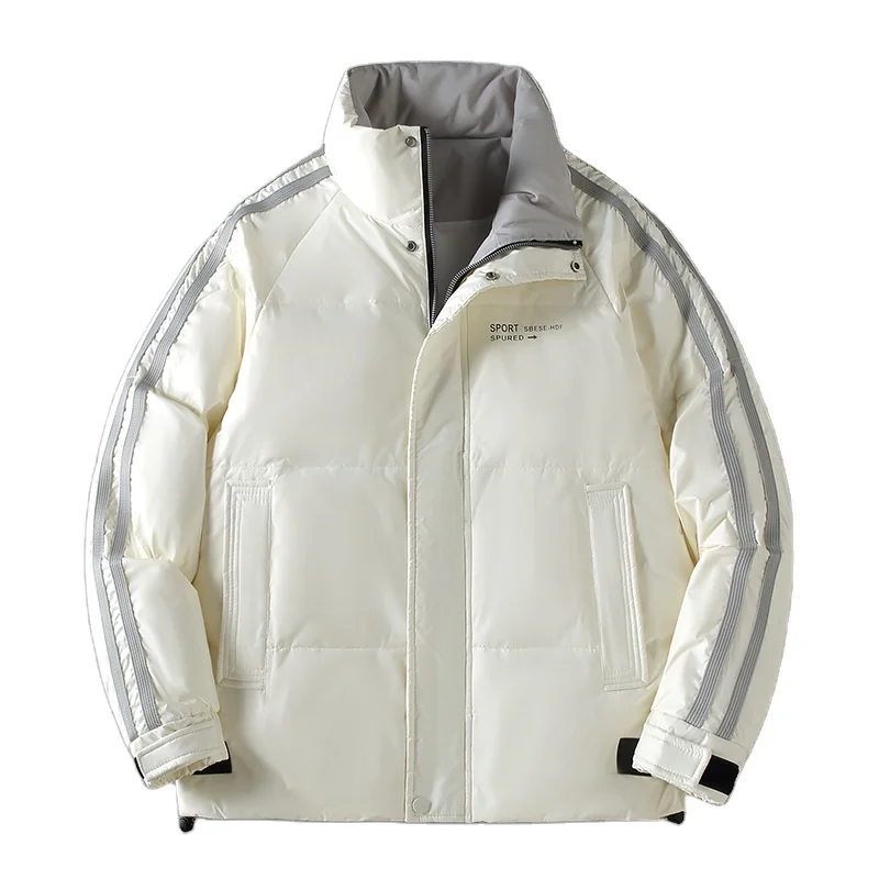 Men's White Duck Jacket, Men's Winter Jacket, Short Jacket
