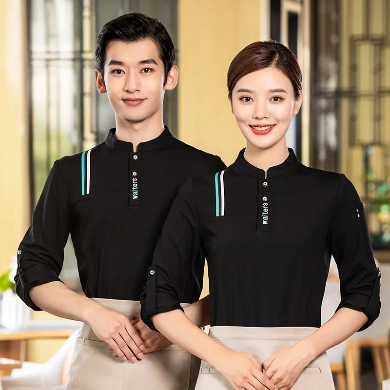 Nieuwe Stijl Custom Logo Plus Size Hotel Restaurant Bar Uniform Shirt  Werkkleding Top Personeel Serveerster Werk Uniform