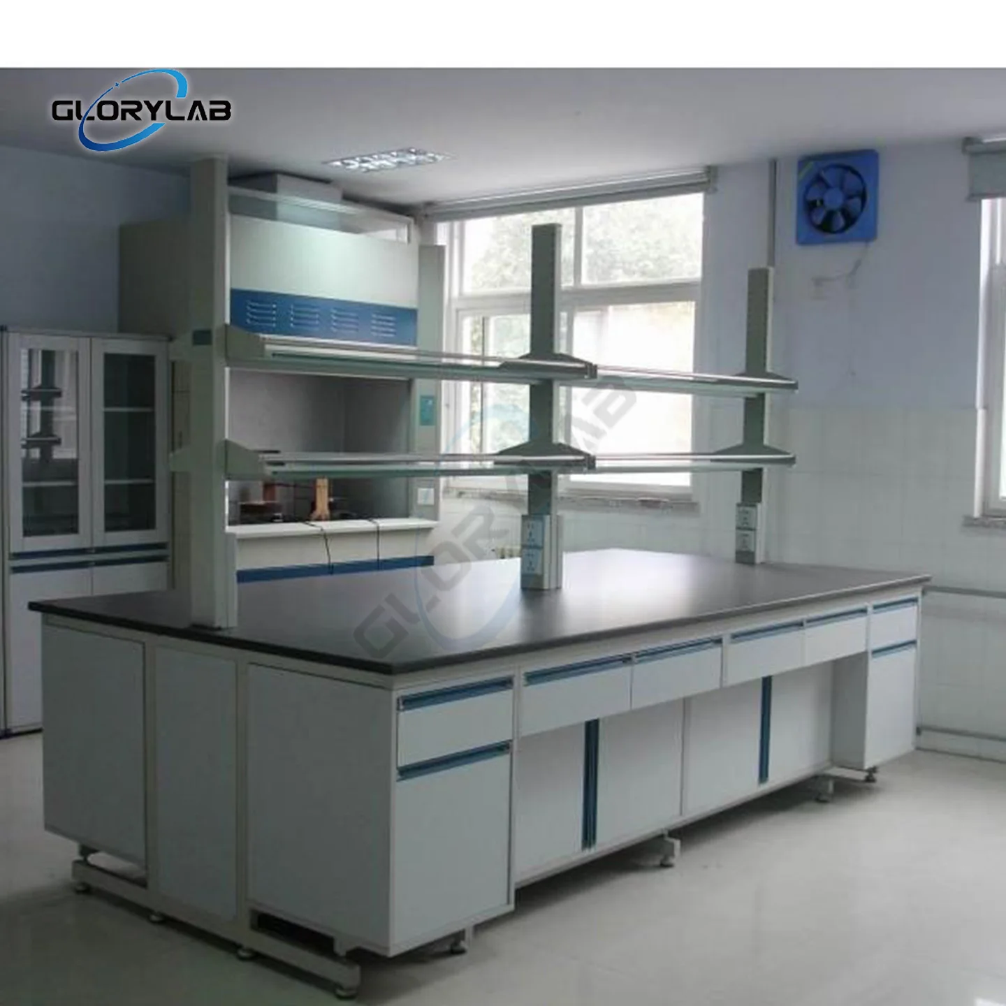 Wood And Steel Test Laboratory Bench Lab Work Bench School Lab