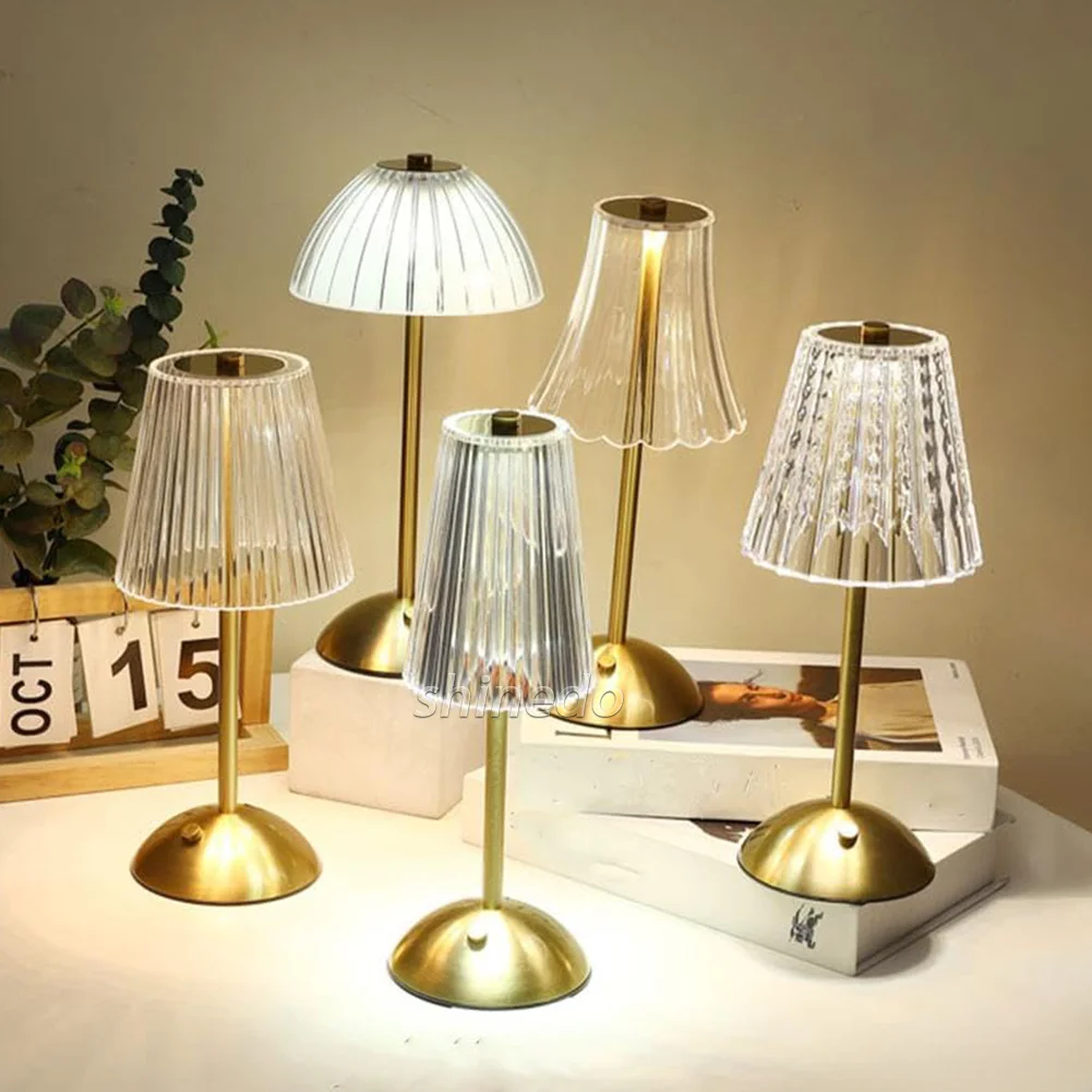 Rechargeable Crystal Portable Restaurant Touch Control Led Bar Table Lamp Cordless Hotel Luxury Modern Night Light Home Decor
