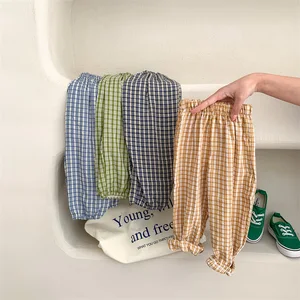 Children's Clothes 2022 Spring New Korean Plaid Pants Baby Wear Trendy Leggings