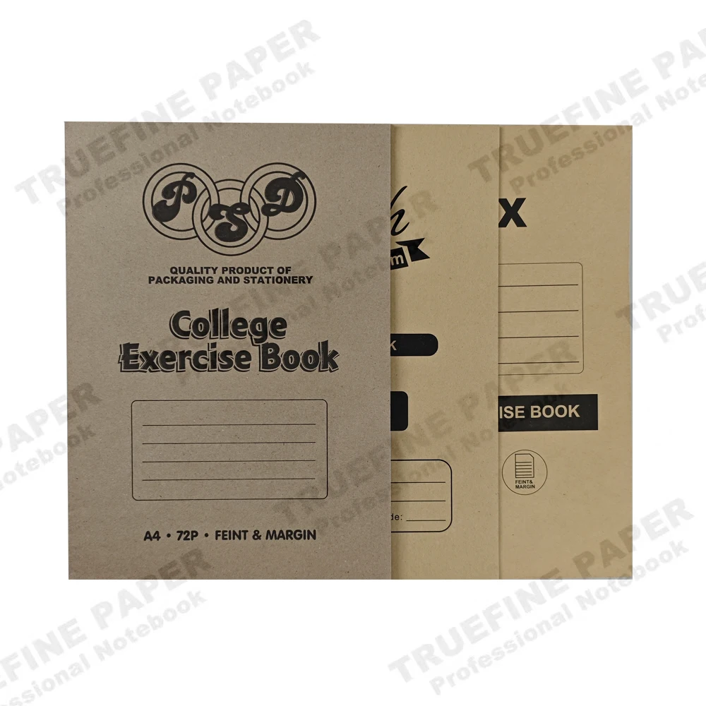 Customized Soft Cover College Student Exercise Book A4 Exercise Book Feint & Margin 72 Pages