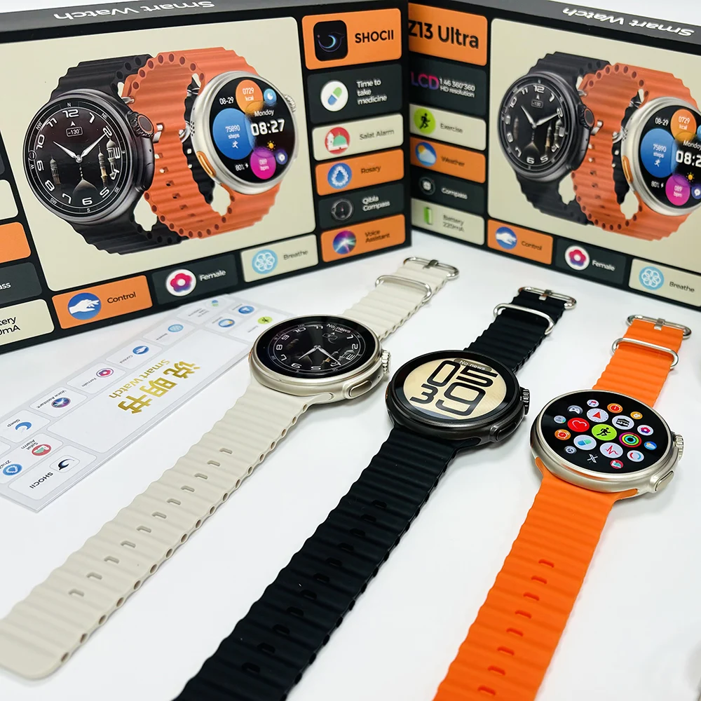 Z13 Round Smart Watch Ultra 9 BT Phone Call Sports SmartWatch Wireless Charger Infinite Screen Sport Smart Bracelet NFC GPS Z78