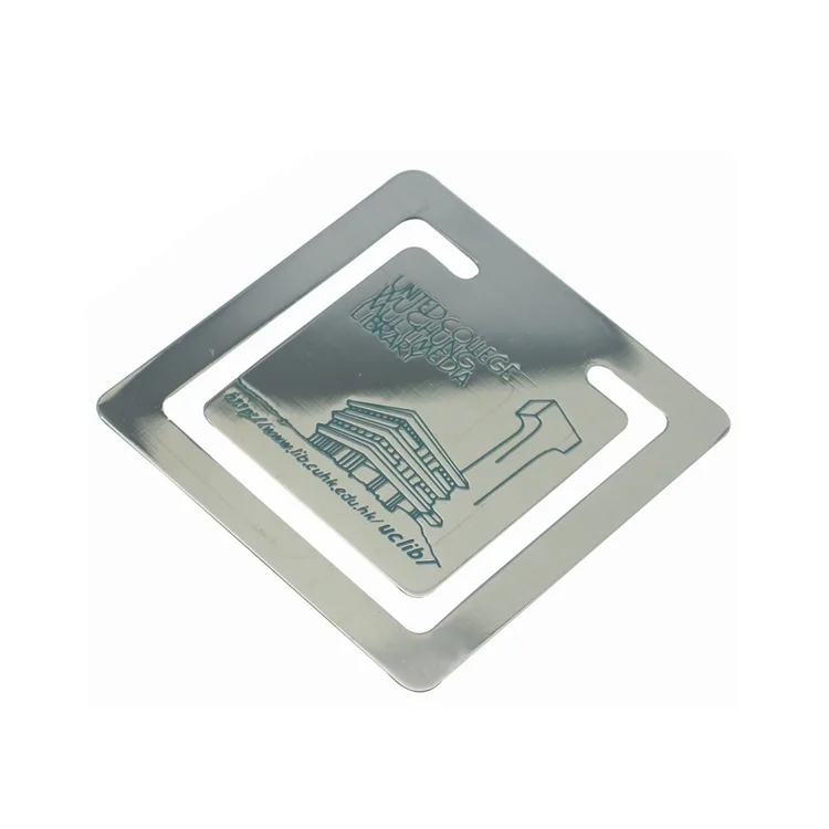 Промоакция под заказ Выгравированная латунь нержавеющая сталь квадратная книжная отметка